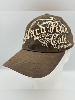 Hard Rock Cafe San Antonio Texas English Gothic Embroidery Flex Fit Cap OS Y2K